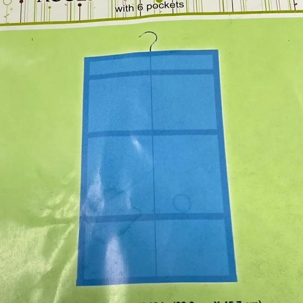 Hanging Accessory Organizer 6 Pockets Blue